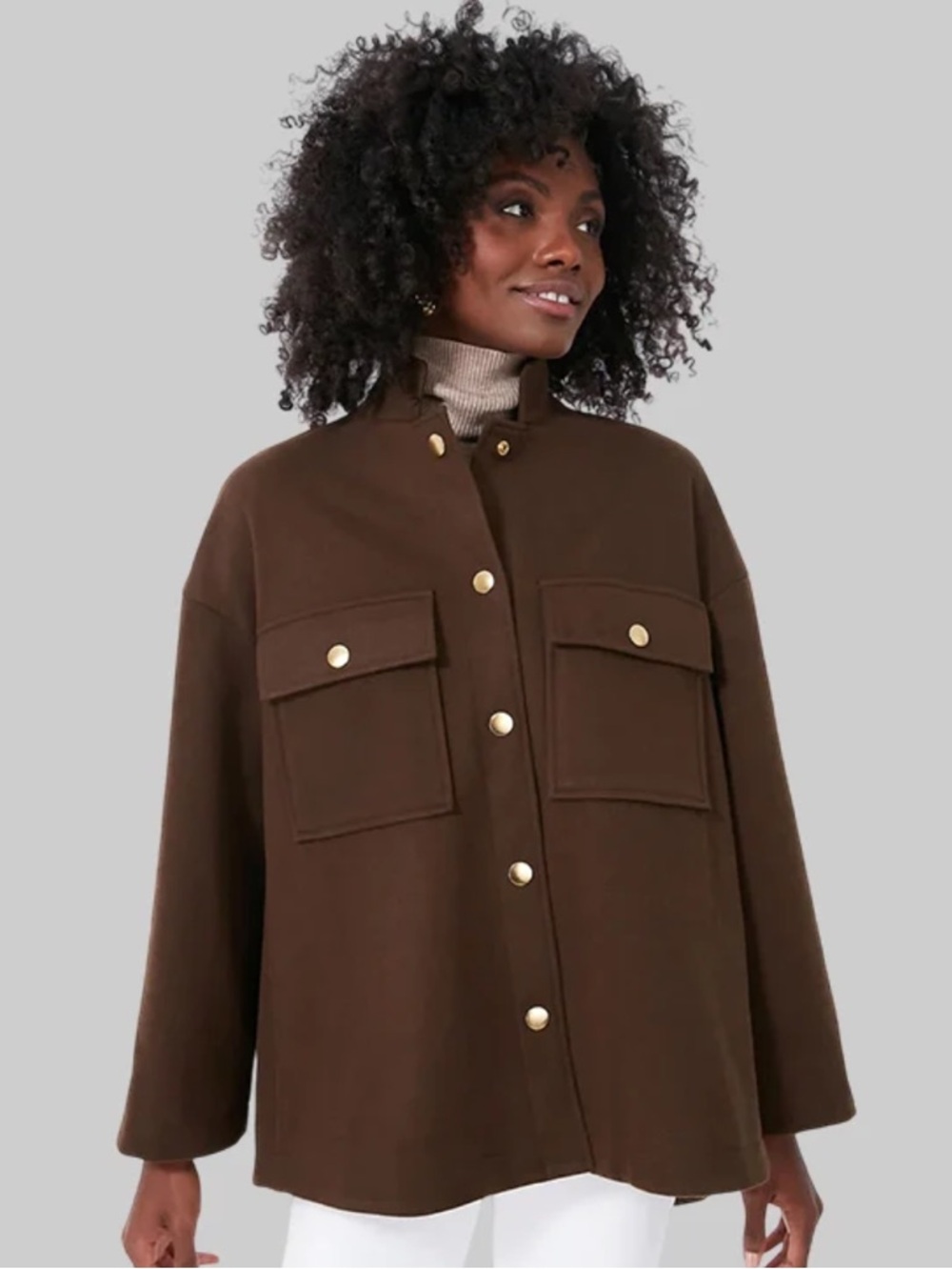Tuckernuck Marat Brown Shirt Jacket with Gold Buttons